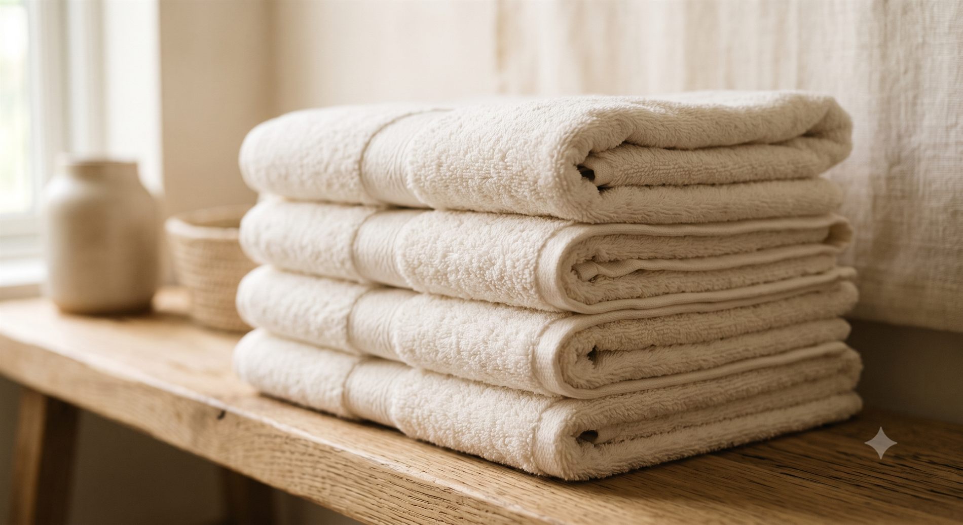 Stack of freshly laundered premium towels